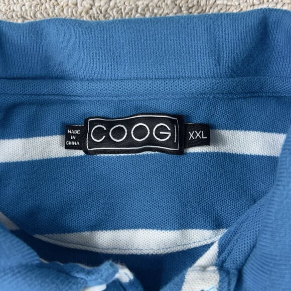 Coogi Striped Logo Polo Shirt Blue White Men’s Size XXL - Picture 3 of 7